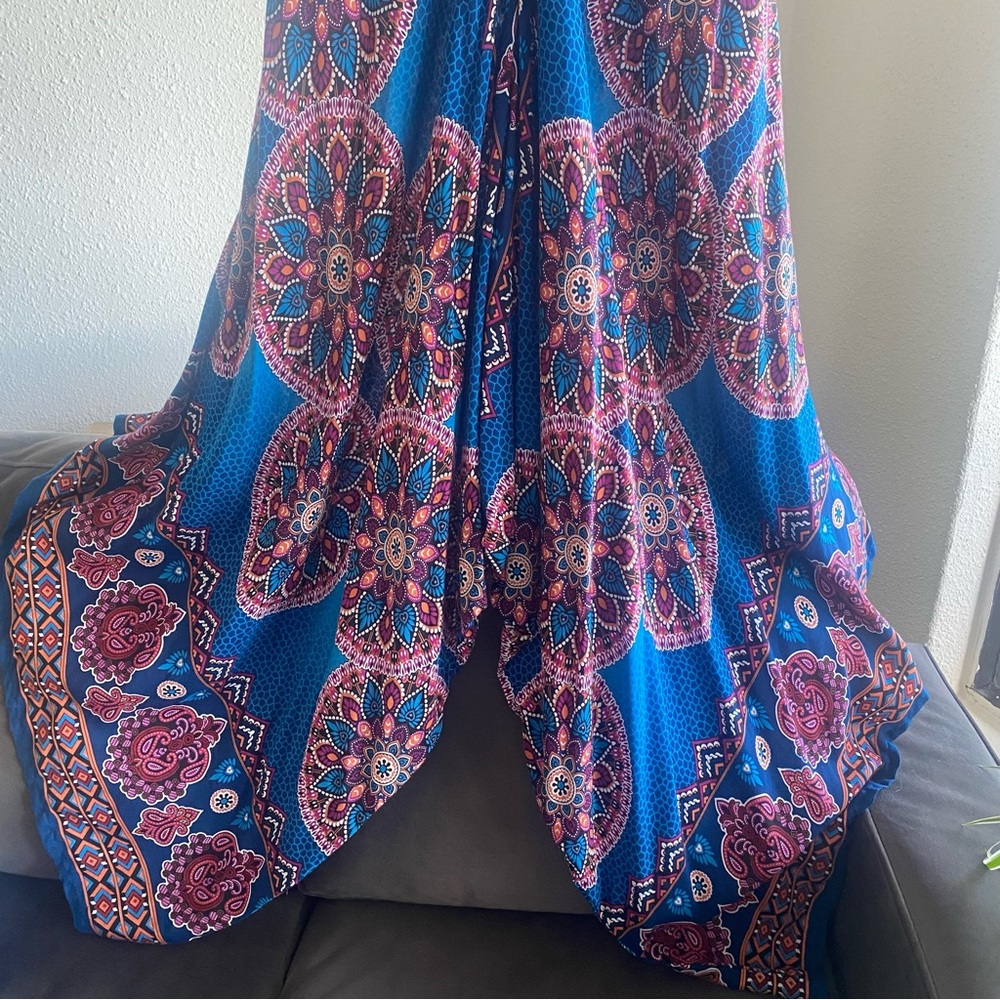 Boho Mandala Harem Drop Crotch Jumpsuit One Size Festival - Picture 3 of 8